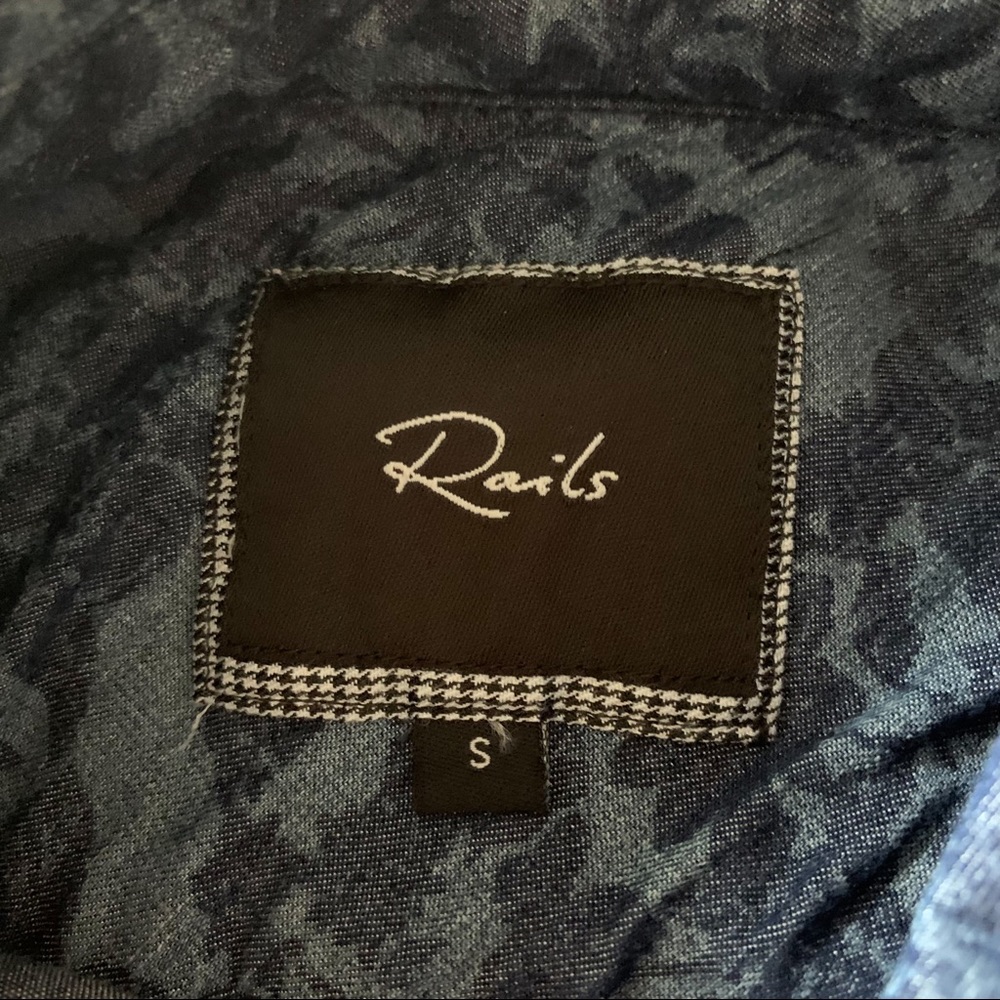 Rails Liam Chambray Floral Button Down Shirt Top … - image 7